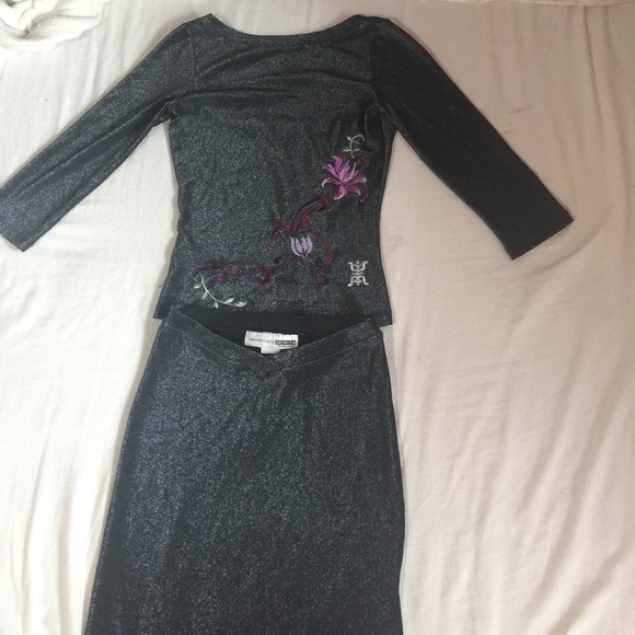 Black shimmery two piece matching set - Picture 1 of 6